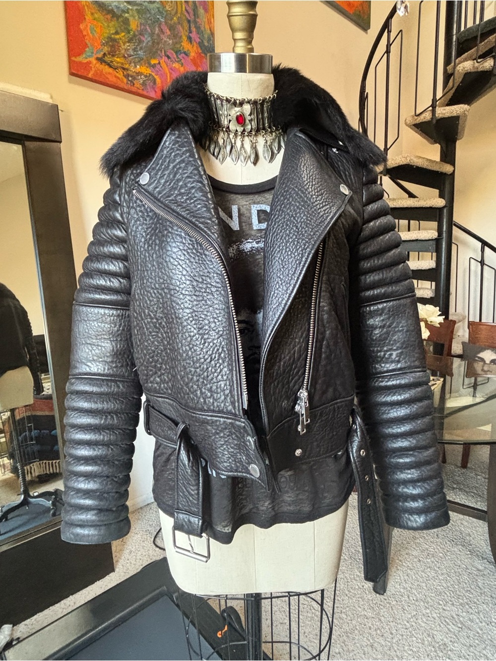 ⚡ THE ARRIVALS Rainer Structured Moto Leather Jacket - Small 🎸🖤